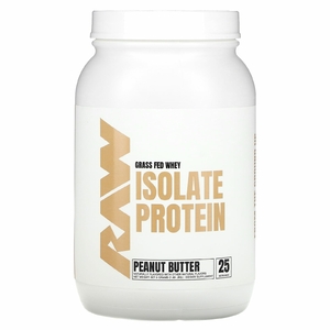 Raw Nutrition, сывороточный изолят сывороточного протеина от коров травяного откорма, с арахисовым маслом, 857,5 г (1,89 фунта)