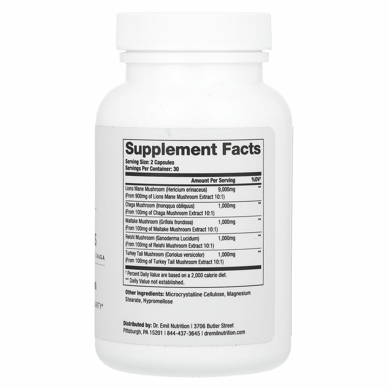 Dr. Emil Nutrition, Elite, ежовик гребенчатый, гриб, плюс, 60 капсул
