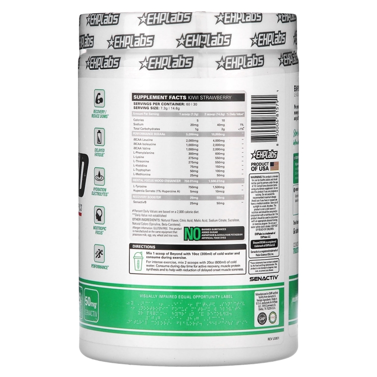 EHPlabs, Beyond BCAA и EAA, со вкусом киви и клубники, 438 г (15,5 унции) (Товар снят с продажи) 