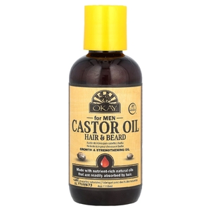 Okay Pure Naturals, касторовое масло, для волос и бороды, для мужчин, 118 мл (4 унции)