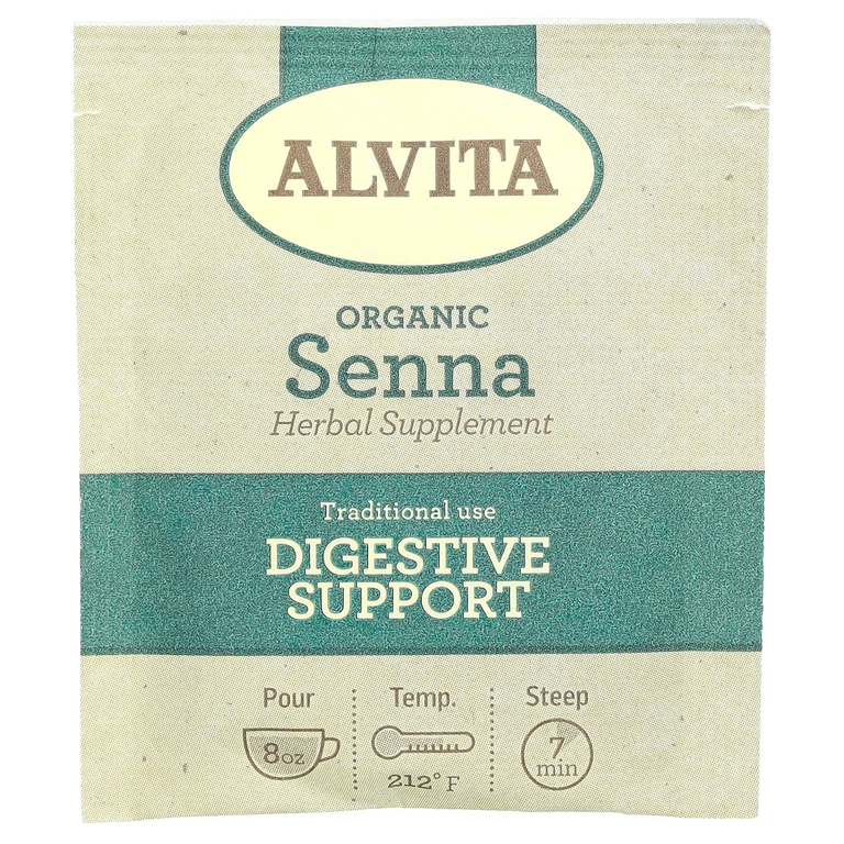Alvita Teas, органический растительный чай из сенны, без кофеина, 16 индивидуально упакованных чайных пакетиков, 30,4 г (1,07 унции)