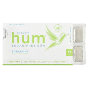 Stevita, Hum®, жевательная резинка без сахара, мята, 12 шт.