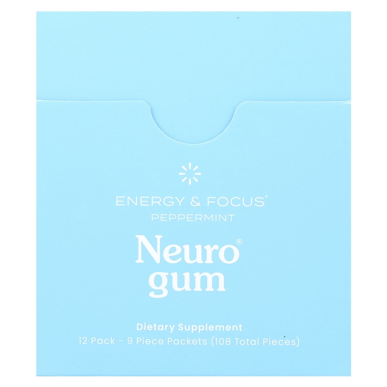 NeuroGum, Energy & Focus, перечная мята, 12 пакетиков по 9 шт.