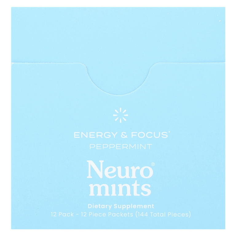 NeuroGum, NeuroMints, энергия и концентрация, перечная мята, 12 пакетиков по 12 шт. (всего 144 шт.)