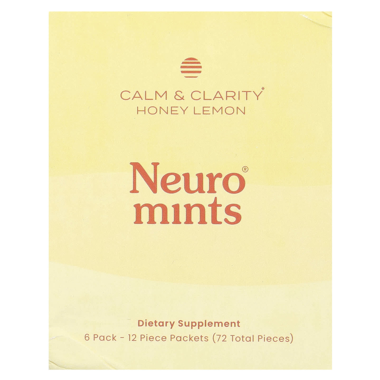 NeuroGum, NeuroMints, спокойствие и ясность, с медом и лимоном, 6 пакетиков по 12 шт.