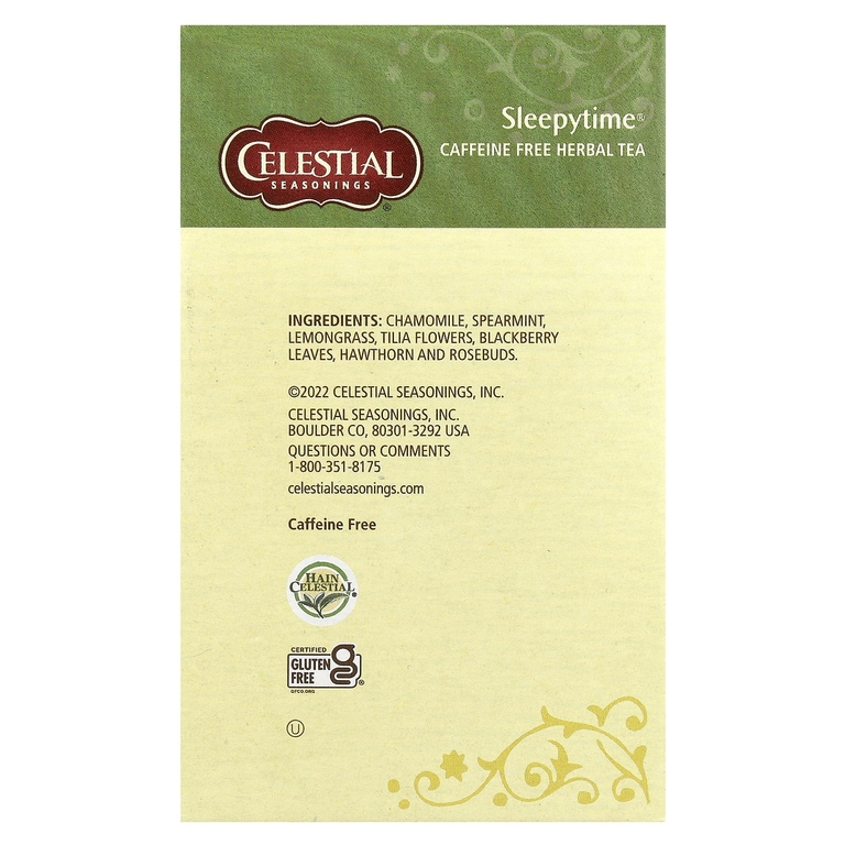 Celestial Seasonings, Sleepytime, травяной чай, без кофеина, 40 чайных пакетиков, 59 г (2,1 унции)
