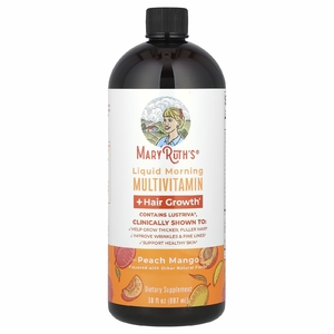 MaryRuth's, Liquid Morning Multivitamin, средство для роста волос, персик и манго, 887 мл (30 жидк. унций)