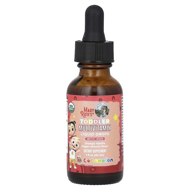 MaryRuth's, Cocomelon, мультивитамины для малышей, капли с железом, для детей от 1 до 3 лет, вкус апельсина и ванили, 30 мл (1 жидк. унция)