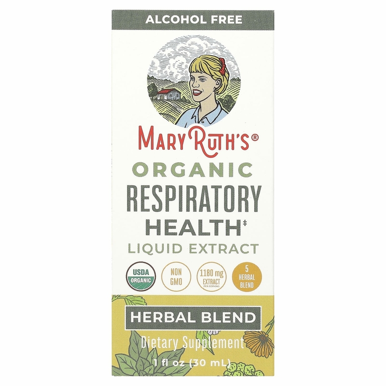 MaryRuth's, органический жидкий экстракт для здоровья дыхательной системы, без спирта, 1180 мг, 30 мл (1 жидк. унция)
