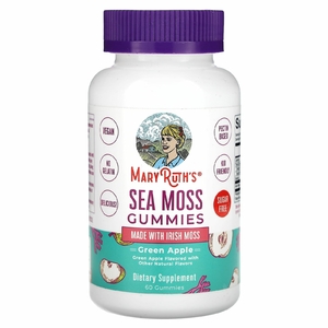 MaryRuth's, Жевательные мармеладки с морским мохом, зеленое яблоко, 60 жевательных мармеладок (25 мг в 1 жевательной мармеладке)