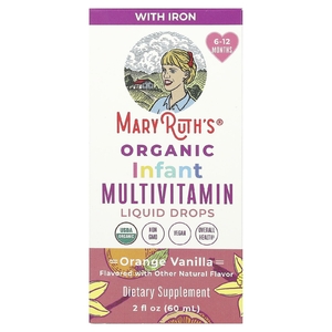 MaryRuth's, органические мультивитамины в жидкой форме для младенцев, для детей 6–12 месяцев, со вкусом апельсина и ванили, 60 мл (2 жидк. унции)