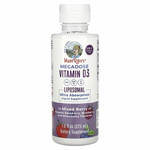 MaryRuth's, Megadose Vitamin D3, липосомальный витамин D3, ягодное ассорти, 4000 МЕ, 225 мл (7,6 жидк. унции)
