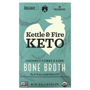 Kettle & Fire, Bone Broth, кокосовый карри и лайм, 479 г (16,9 унции)