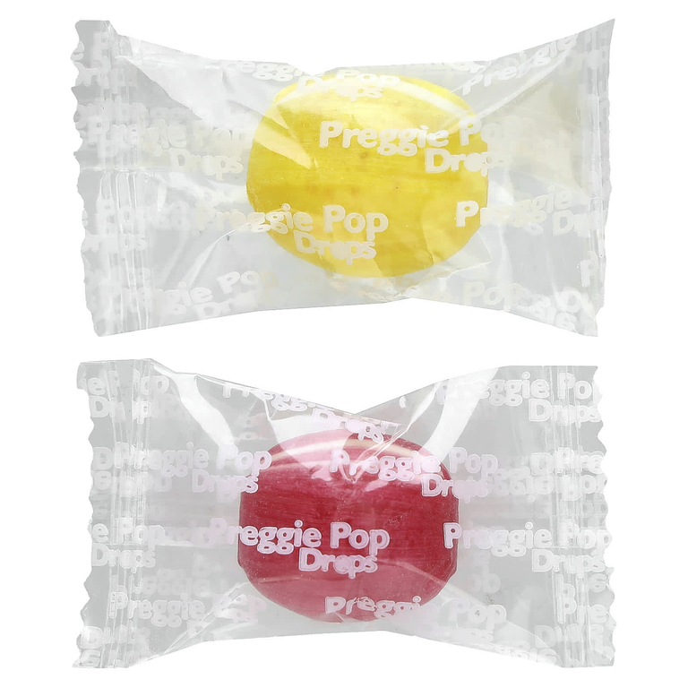 Preggie, Preggie Pop Drops Plus, кислая малина, кислый лимон, 10 мг, 21 шт.