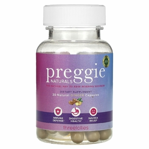 Preggie, Натуральный имбирь, 30 капсул (500 мг в каждой капсуле)