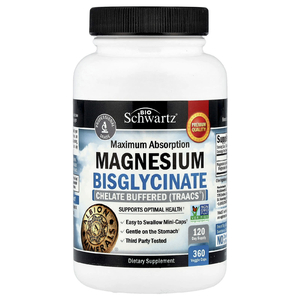 BioSchwartz, Maximum Absorption, бисглицинат магния, 360 вегетарианских капсул