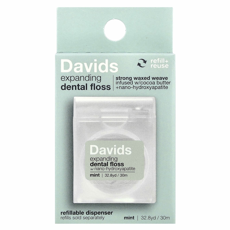 Davids, расширяющая зубная нить, мятный, 30 м (32,8 ярда)