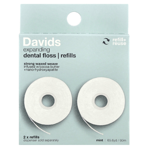 Davids, Расширяющаяся зубная нить, сменные кассеты, мята, 2 шт. (30 м) (32,8 ярда)