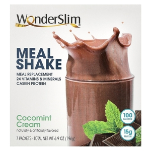 WonderSlim, Meal Shake, Meal Shake, крем Cocomint, 7 пакетиков по 28 г (Товар снят с продажи) 