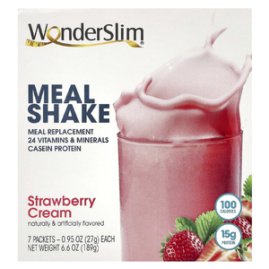 WonderSlim, коктейль, клубничный крем, 7 пакетиков по 27 г (0,95 унции) (Товар снят с продажи) 