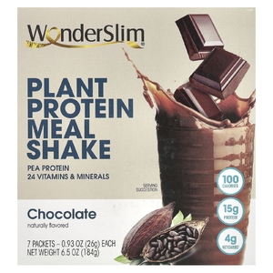 WonderSlim, коктейль из растительных протеинов, со вкусом шоколада, 7 пакетиков по 26 г (0,93 унции) (Товар снят с продажи) 