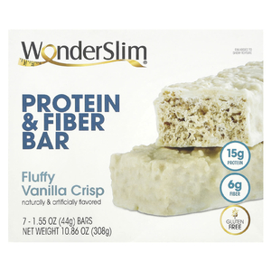 WonderSlim, протеиновый батончик с клетчаткой, мягкий и хрустящий с ванилью, 7 шт. по 44 г (1,55 унции) (Товар снят с продажи) 