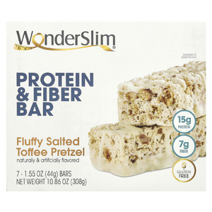WonderSlim, протеиновый батончик с клетчаткой, воздушные крендели с соленым ирисом, 7 батончиков по 44 г (1,55 унции) (Товар снят с продажи) 
