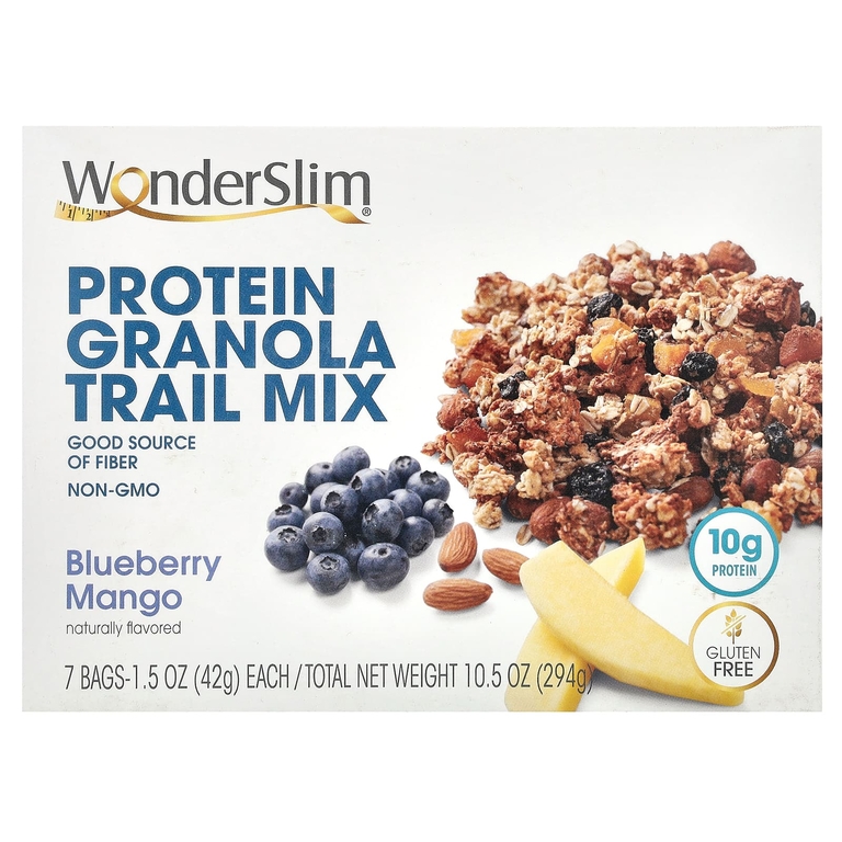 WonderSlim, протеиновая смесь для гранолы, голубика и манго, 7 пакетиков по 42 г (1,5 унции) (Товар снят с продажи) 
