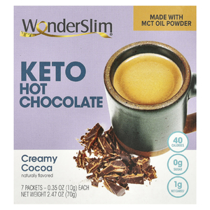 WonderSlim, горячий шоколад, кетодиета, с кремовым вкусом какао, 7 пакетиков по 10 г (0,35 унции) (Товар снят с продажи) 