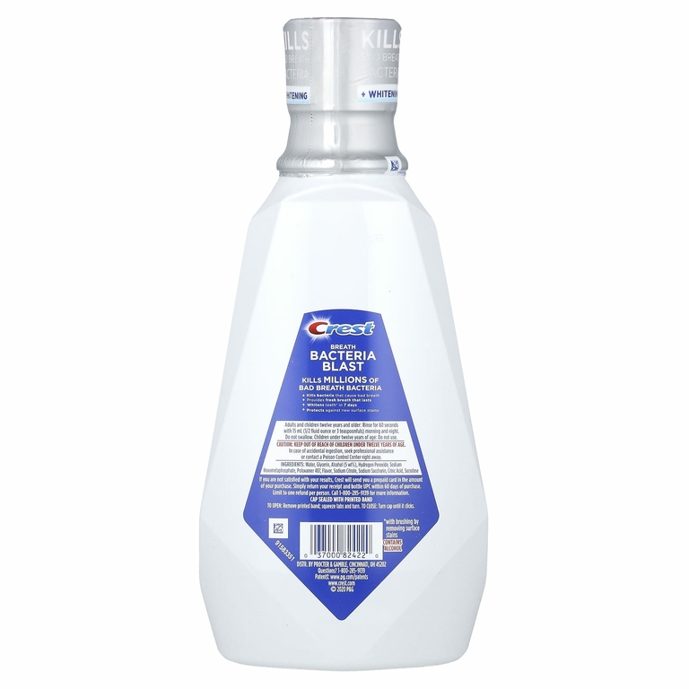Crest, Multi-Care, отбеливающий ополаскиватель для рта, дыхание бактерий, холодящая мята, 946 мл (32 жидк. унции)