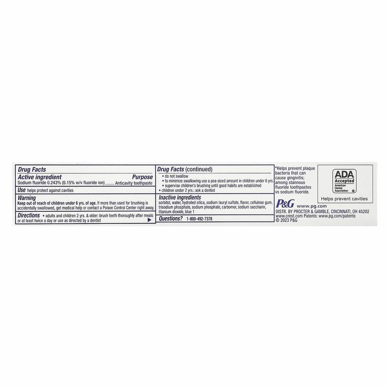 Crest, Plus, защита кариеса, зубная паста с фтором, обычная, 68 г (2,4 унции)
