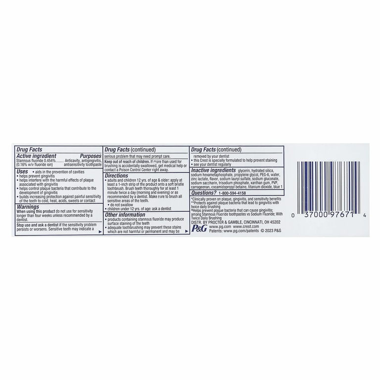 Crest, Pro-Health Advanced, зубная паста с фторидом, для чувствительной кожи, 144 г (5,1 унции)