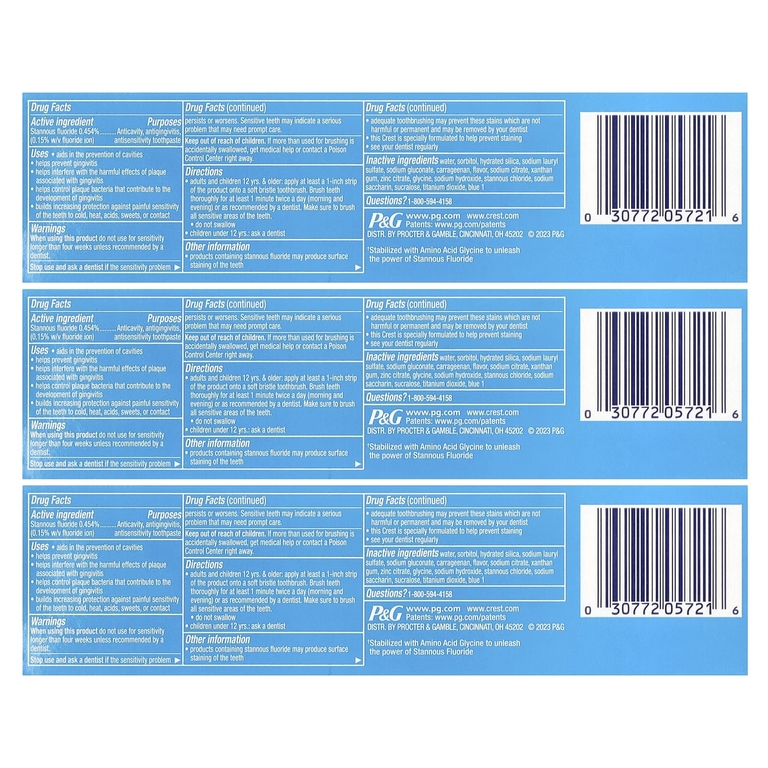 Crest, Pro-Health, зубная паста с фторидом, чистая мята, 3 тюбика по 121 г (4,3 унции)