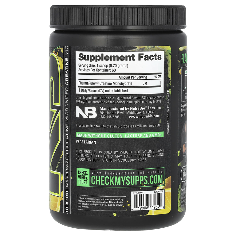 NutraBio, Micronized Creatine Burst, цитрусовые, лимон и лайм, 402 г (0,89 фунта)