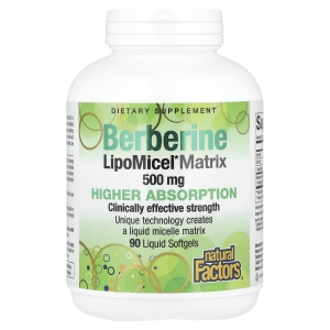 Natural Factors, берберин, LipoMicel Matrix, 500 мг, 90 капсул с жидкостью