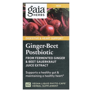 Gaia Herbs, постбиотик из свеклы с имбирем, 60 веганских капсул с фитокапсулами (Товар снят с продажи) 