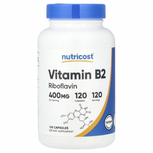 Nutricost, Витамин B2, 400 мг, 120 капсул