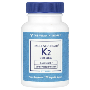 The Vitamin Shoppe, витамин K2, тройная сила, 300 мкг, 120 растительных капсул