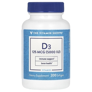 The Vitamin Shoppe, витамин D3, 125 мкг (5000 МЕ), 200 капсул (Товар снят с продажи) 