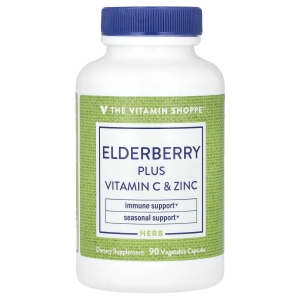 The Vitamin Shoppe, бузина с витамином C и цинком, 90 растительных капсул (Товар снят с продажи) 