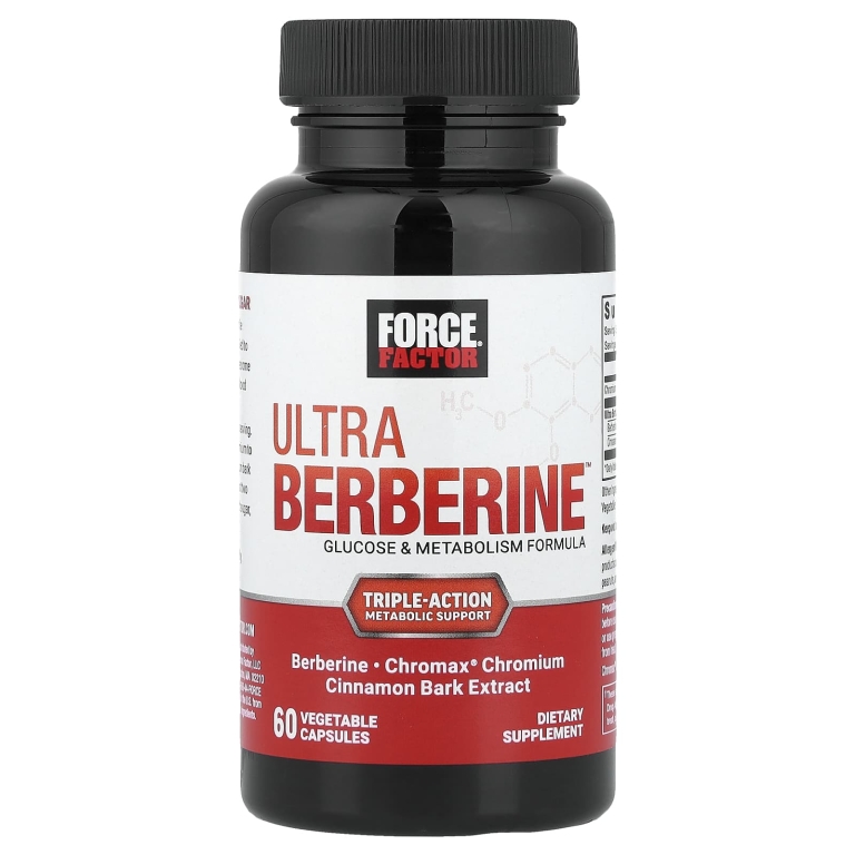 Force Factor, Ultra Berberine™, средство для поддержки уровня глюкозы и метаболизма, 60 растительных капсул