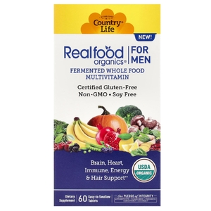 Country Life, Realfood Organics, мультивитамины для мужчин, 60 таблеток, которые легко глотать