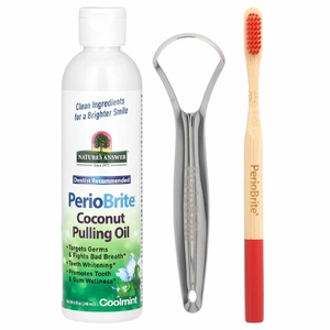 Nature's Answer, PerioBrite кокосовое масло для вытягивания со скребком для зубов и языка, холодная мята, 240 мл (8 жидк. унц.)