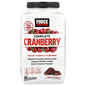 Force Factor, Complete Cranberry ™, сладкая клюква, 60 жевательных таблеток (Товар снят с продажи) 