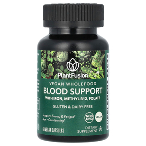 PlantFusion, Vegan Wholefood, поддержка крови, 60 веганских капсул