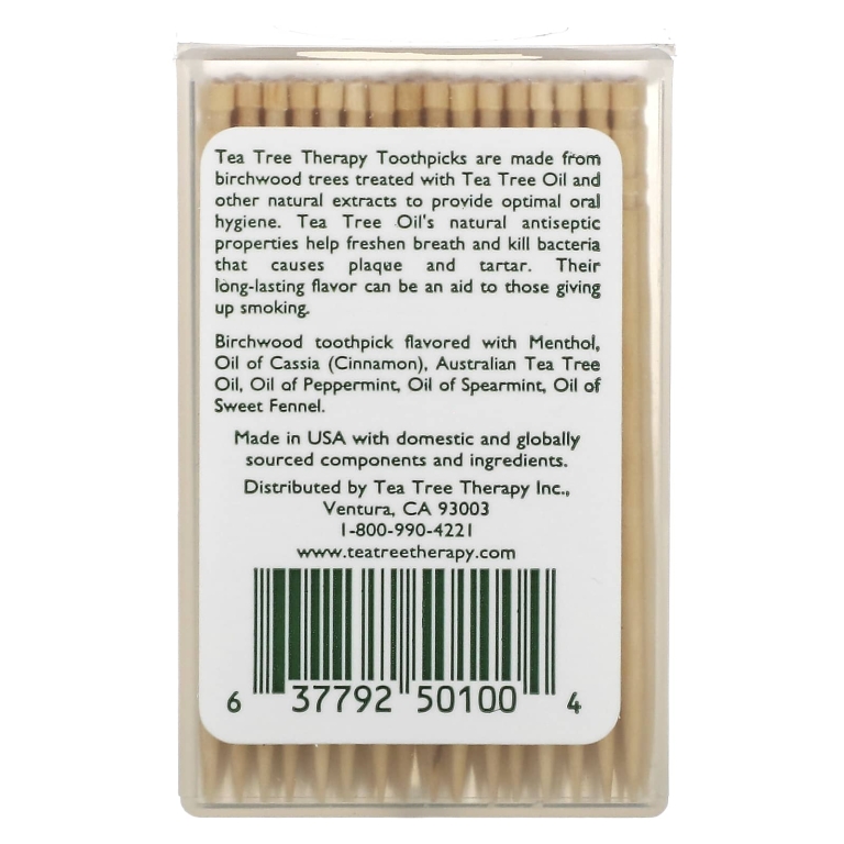 Tea Tree Therapy, Зубочистки, мятные, примерно 100 штук
