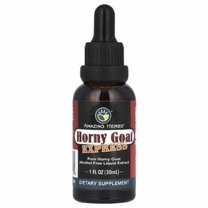 Amazing Herbs, Жидкий экстракт Horny Goat Express, без спирта, 100 мг, 30 мл (1 жидк. Унция)