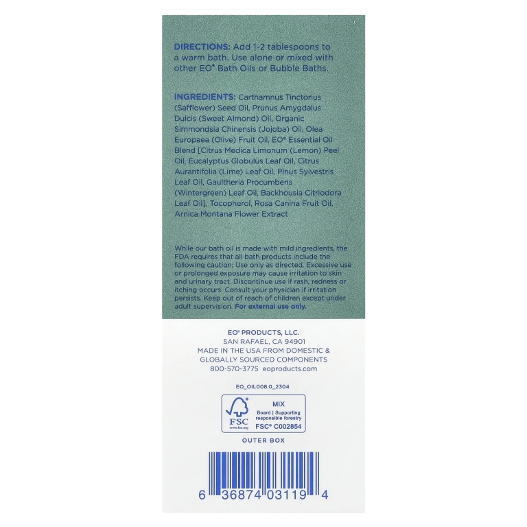 EO Products, Масло для ванн Body Boost, восстанавливающий эвкалипт и лимон, 118 мл (4 жидк. унц.)