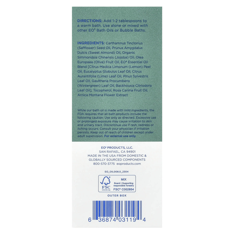 EO Products, Масло для ванн Body Boost, восстанавливающий эвкалипт и лимон, 118 мл (4 жидк. унц.)