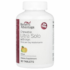 Bariatric Advantage, Жевательные таблетки Ultra Solo с железом, цитрусовые, 90 таблеток